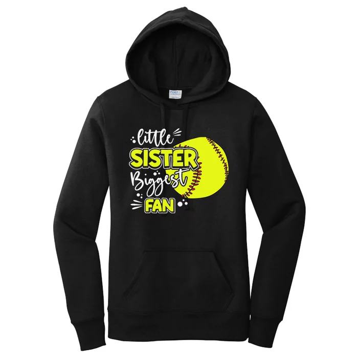 Little Sister Biggest Fan Softball Softball Women's Pullover Hoodie