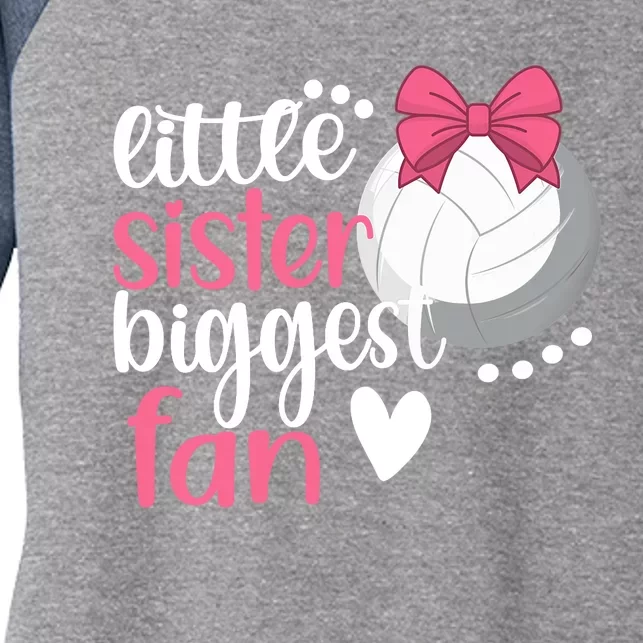 Little Sister Biggest Fan | Volleyball Sister Volleyball Sis Women's Tri-Blend 3/4-Sleeve Raglan Shirt