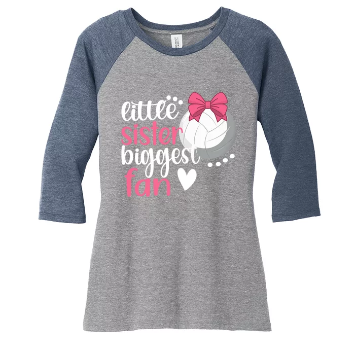 Little Sister Biggest Fan | Volleyball Sister Volleyball Sis Women's Tri-Blend 3/4-Sleeve Raglan Shirt