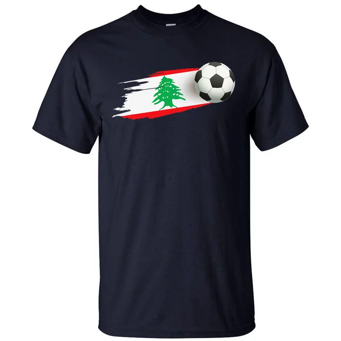 Lebanon Soccer Ball Lebanon Flag Jersey Lebanon Football Tall T-Shirt