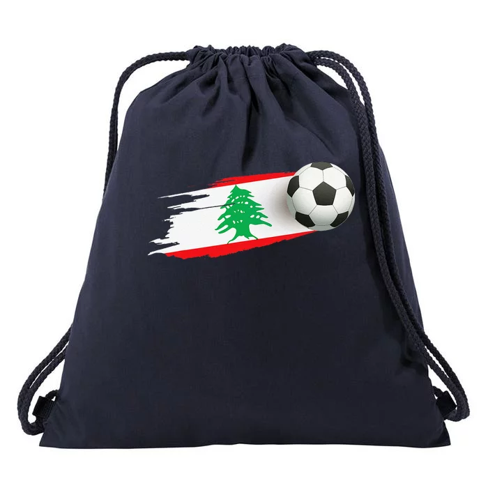 Lebanon Soccer Ball Lebanon Flag Jersey Lebanon Football Drawstring Bag