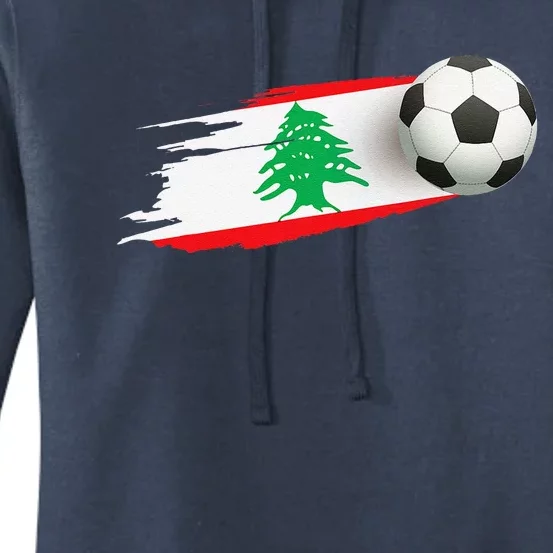 Lebanon Soccer Ball Lebanon Flag Jersey Lebanon Football Women's Pullover Hoodie