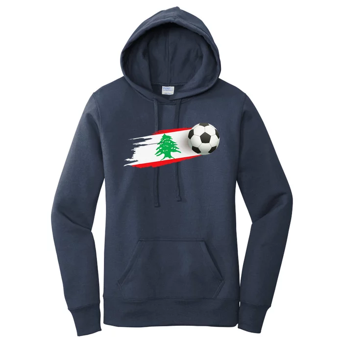 Lebanon Soccer Ball Lebanon Flag Jersey Lebanon Football Women's Pullover Hoodie