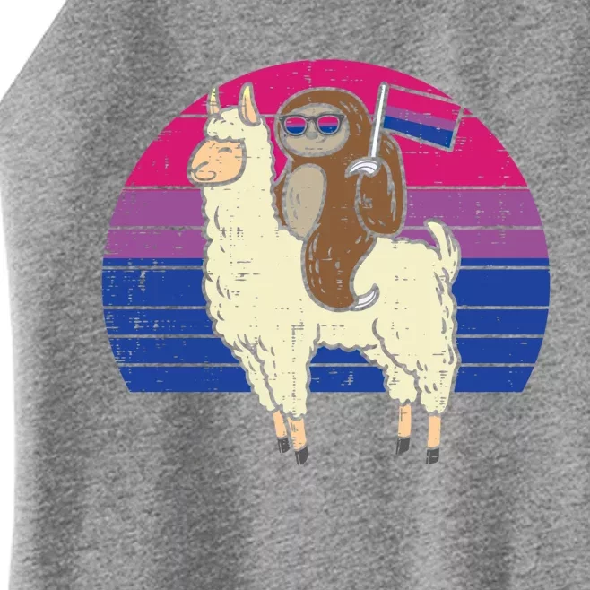 Llama Sloth Bisexual Flag Glasses Sunset Retro Bi Pride Lgbt Gift Women’s Perfect Tri Rocker Tank