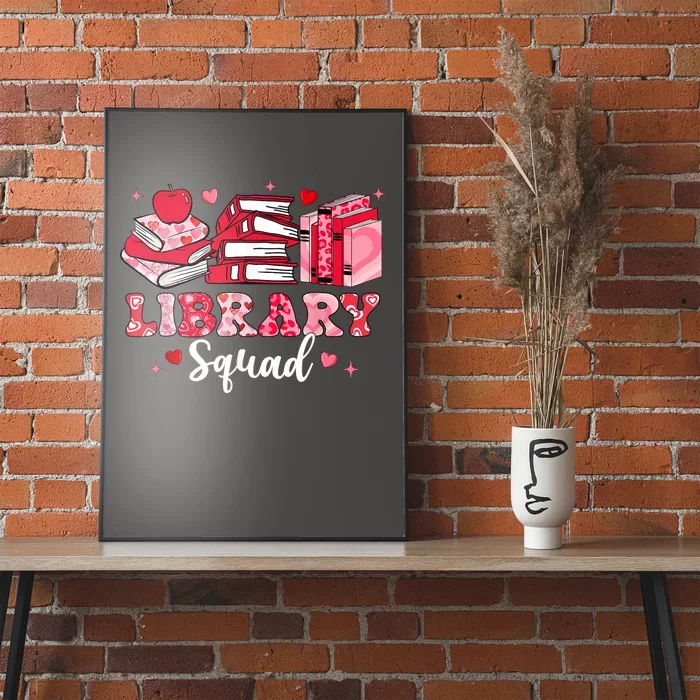 Library Squad Book Leopard Hearts Librarian Valentines Day Poster