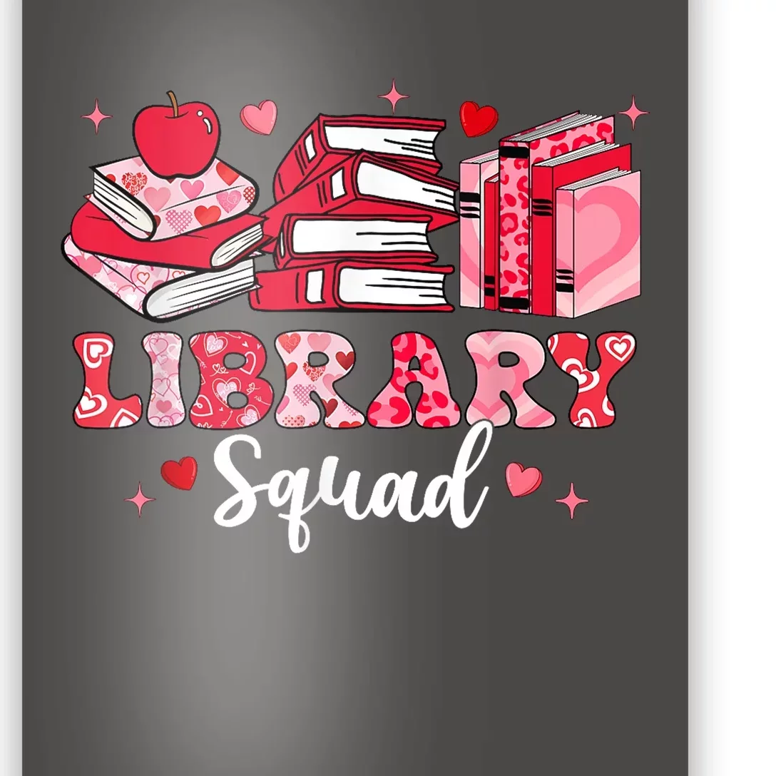 Library Squad Book Leopard Hearts Librarian Valentines Day Poster