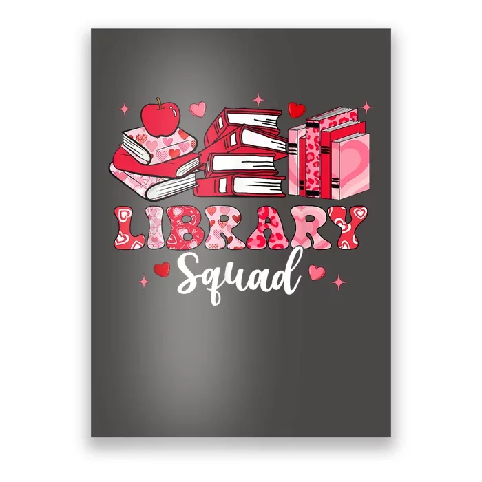 Library Squad Book Leopard Hearts Librarian Valentines Day Poster