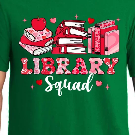 Library Squad Book Leopard Hearts Librarian Valentines Day Pajama Set