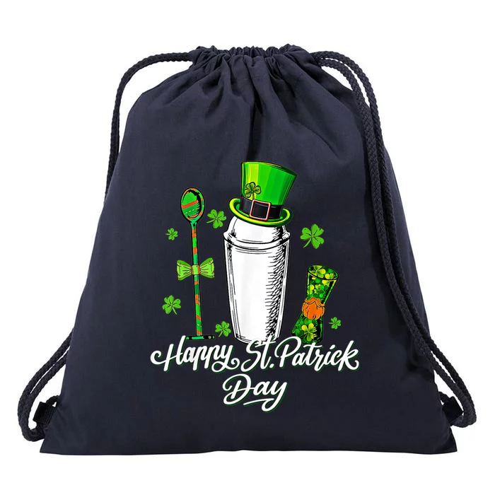 Leprechaun Shamrock Bartender Happy St Patrick's Day Gift Drawstring Bag