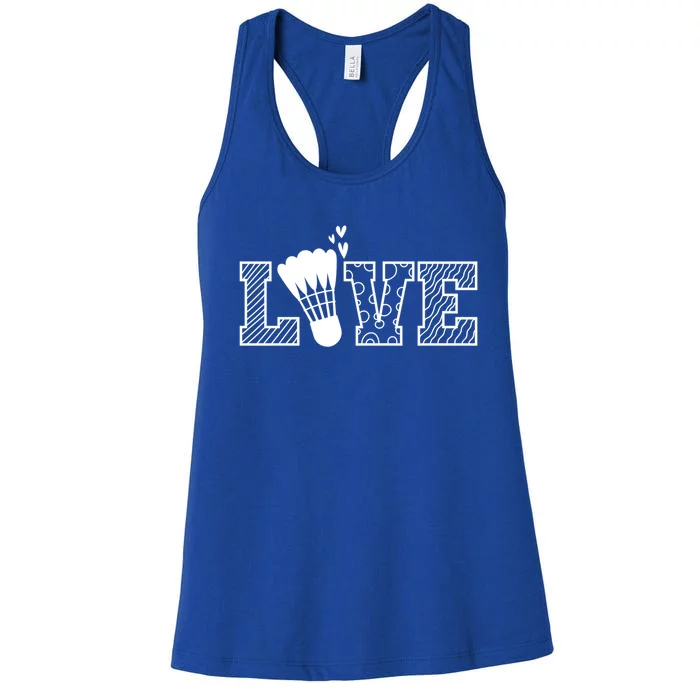 Love Shuttlecock Badminton Racket Gift Women's Racerback Tank