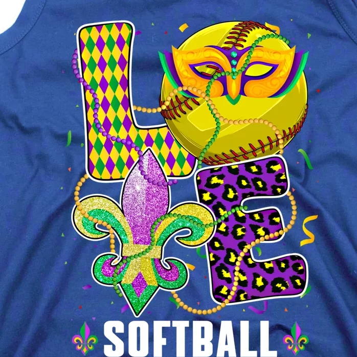 Love Softball Ball Leopard Mardi Gras Fat Tuesday Parade Gift Tank Top