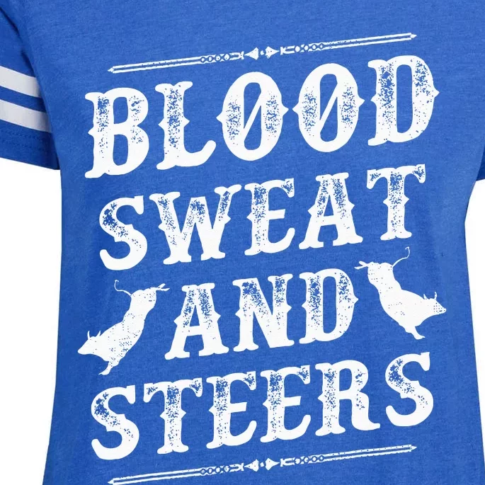 Livestock Show. Blood Sweat And Steers Enza Ladies Jersey Football T-Shirt