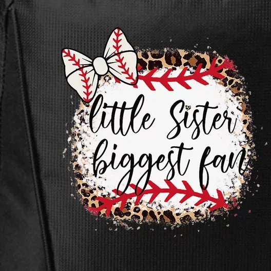 Little Sister Biggest Fan Baseball Leopard Baby Sister City Backpack