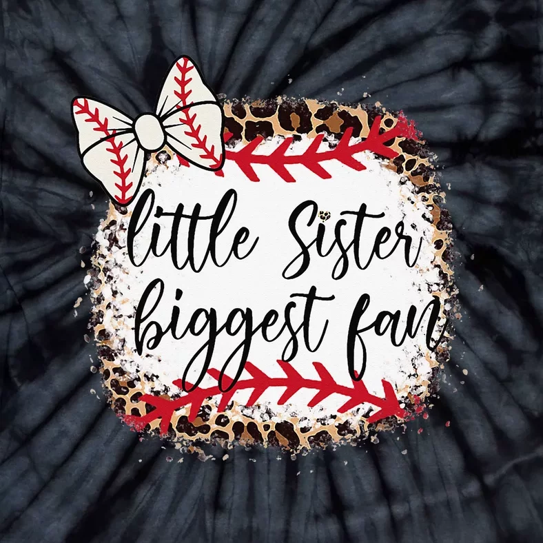 Little Sister Biggest Fan Baseball Leopard Baby Sister Tie-Dye T-Shirt