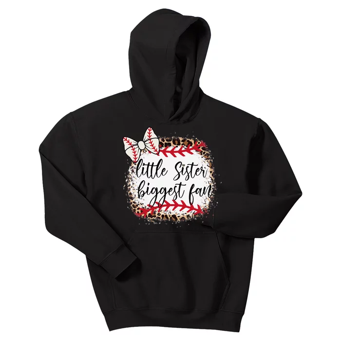 Little Sister Biggest Fan Baseball Leopard Baby Sister Kids Hoodie