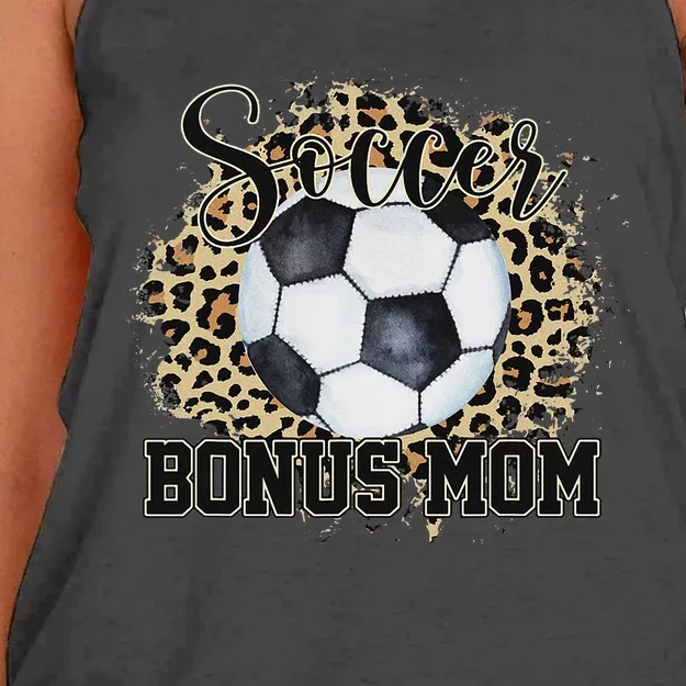 Leopard Soccer Bonus Mom Stepmother Mother's Day Women's Knotted Racerback Tank