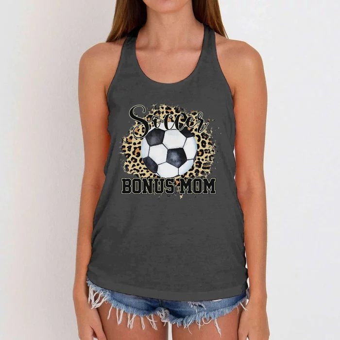 Leopard Soccer Bonus Mom Stepmother Mother's Day Women's Knotted Racerback Tank