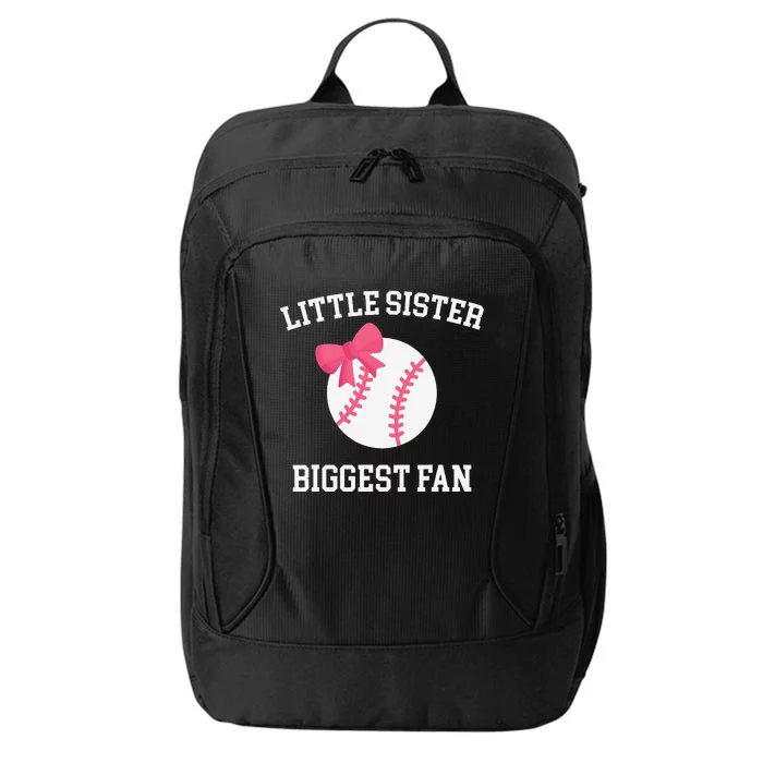 Little Sister Biggest Fan Baseball Baby Sister Tee City Backpack