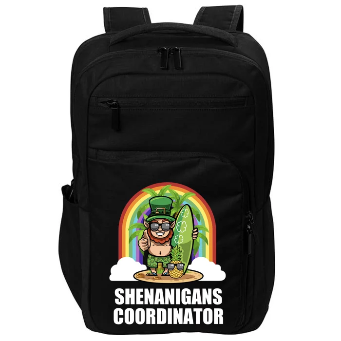 Leprechaun Surfing Beach Funny St Patricks Day Teacher Gift Impact Tech Backpack