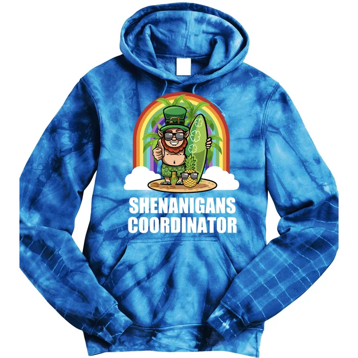 Leprechaun Surfing Beach Funny St Patricks Day Teacher Gift Tie Dye Hoodie