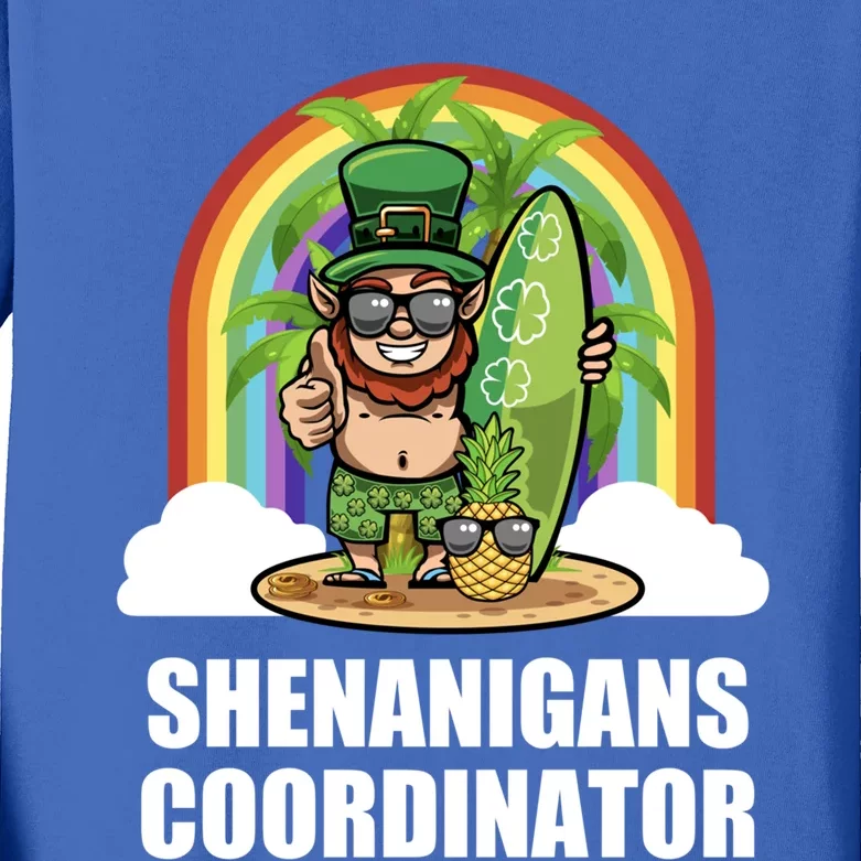 Leprechaun Surfing Beach Funny St Patricks Day Teacher Gift Kids Long Sleeve Shirt