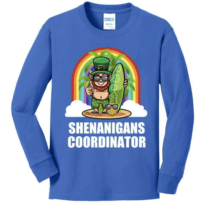 Leprechaun Surfing Beach Funny St Patricks Day Teacher Gift Kids Long Sleeve Shirt