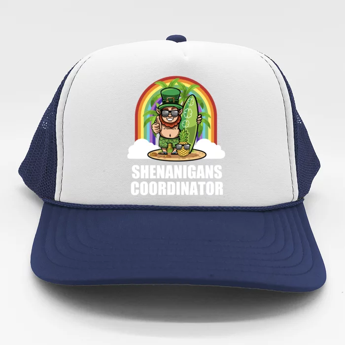 Leprechaun Surfing Beach Funny St Patricks Day Teacher Gift Trucker Hat