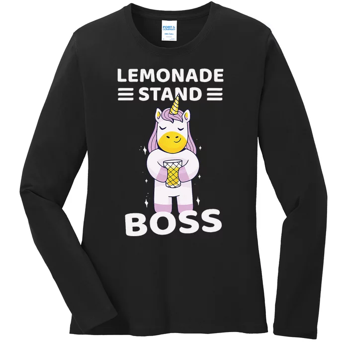 Lemonade Stand Boss Unicorn Ladies Long Sleeve Shirt