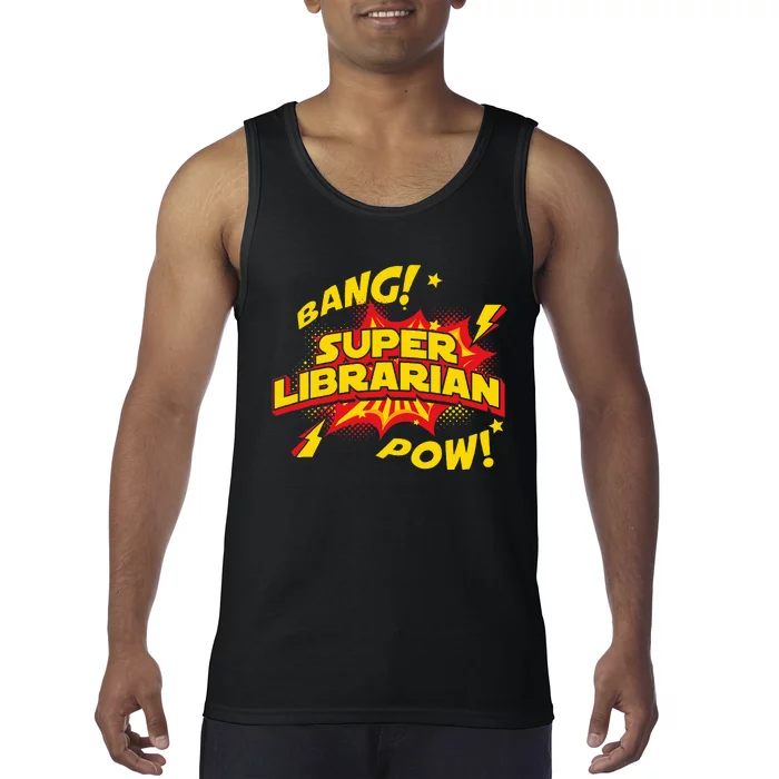 Librarian Superhero Book Reader School Library Books Tank Top