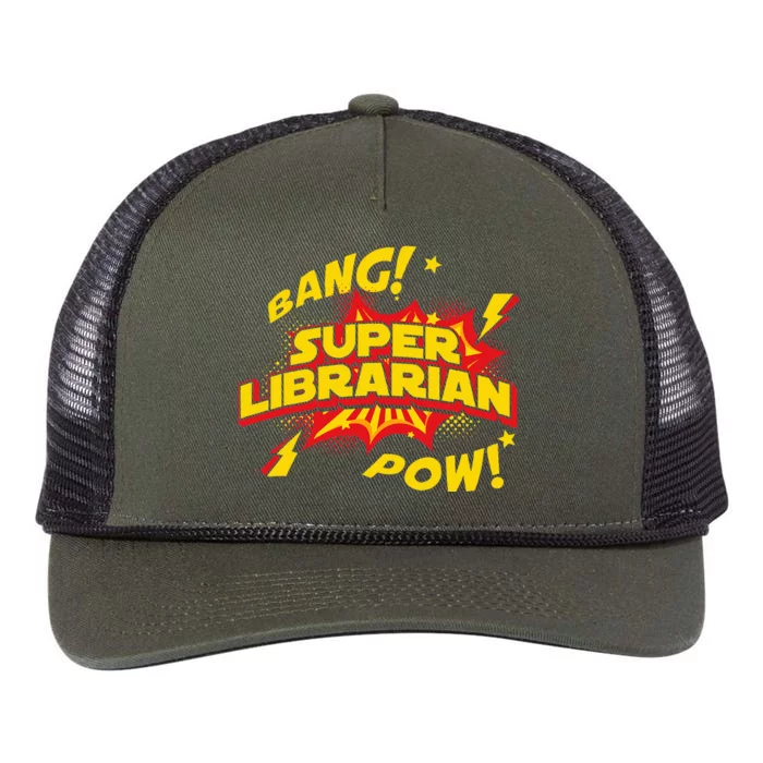 Librarian Superhero Book Reader School Library Books Retro Rope Trucker Hat Cap