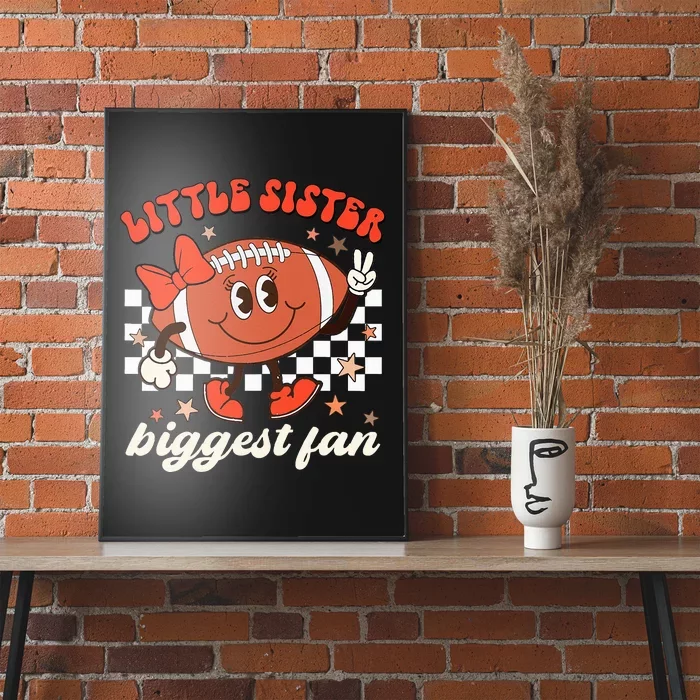 Little Sister Biggest Fan Football Game Day Season Retro Poster