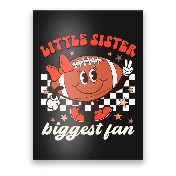 Little Sister Biggest Fan Football Game Day Season Retro Poster