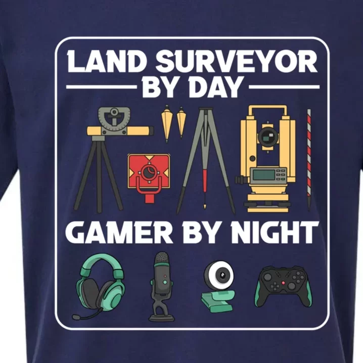 Land Surveyor By Day Gamer By Night Surveyor Geologist Funny Gift Sueded Cloud Jersey T-Shirt