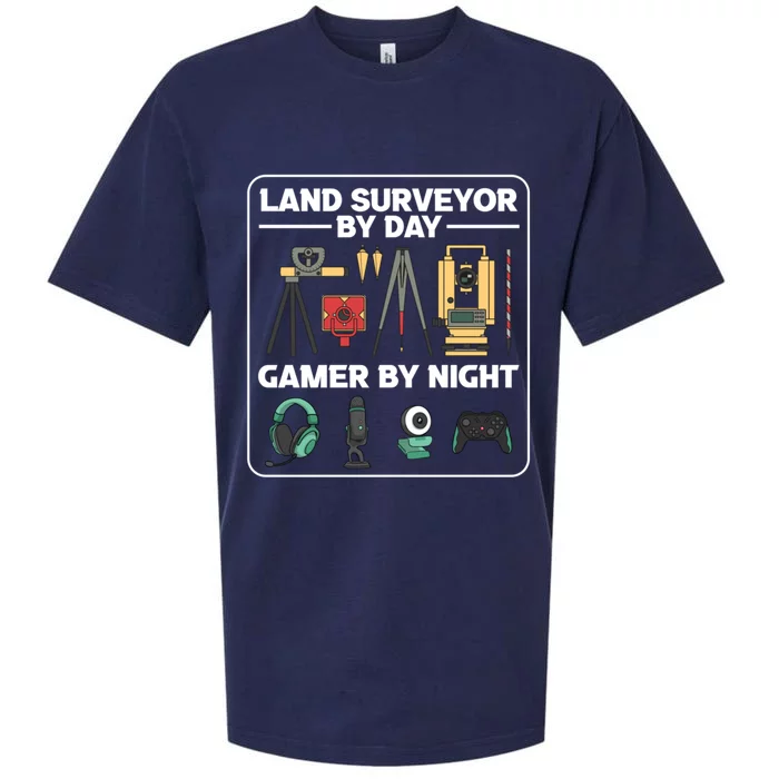 Land Surveyor By Day Gamer By Night Surveyor Geologist Funny Gift Sueded Cloud Jersey T-Shirt