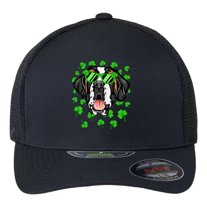 Leprechaun Saint Bernard St. Patrick's Day Dog Shamrock Flexfit Unipanel Trucker Cap