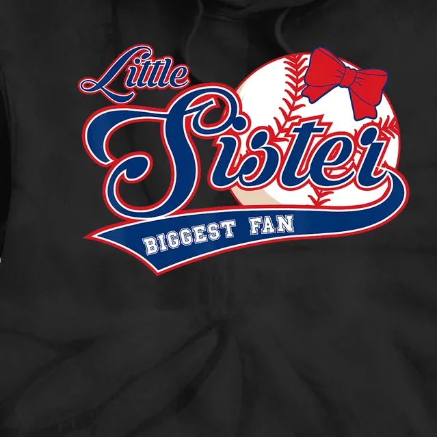 Little Sister Biggest Fan Baseball Sister Baseball Lil Sis Tie Dye Hoodie