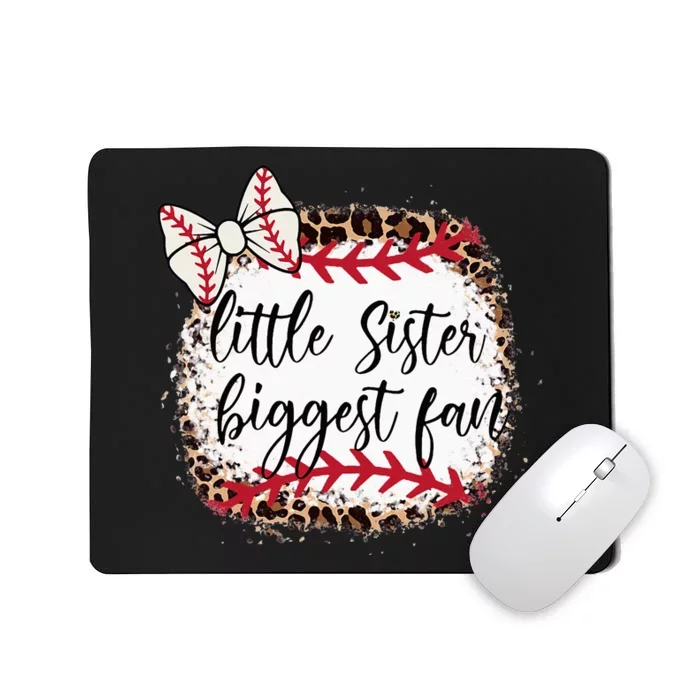 Little Sister Biggest Fan Baseball Leopard Baby Sister Mousepad