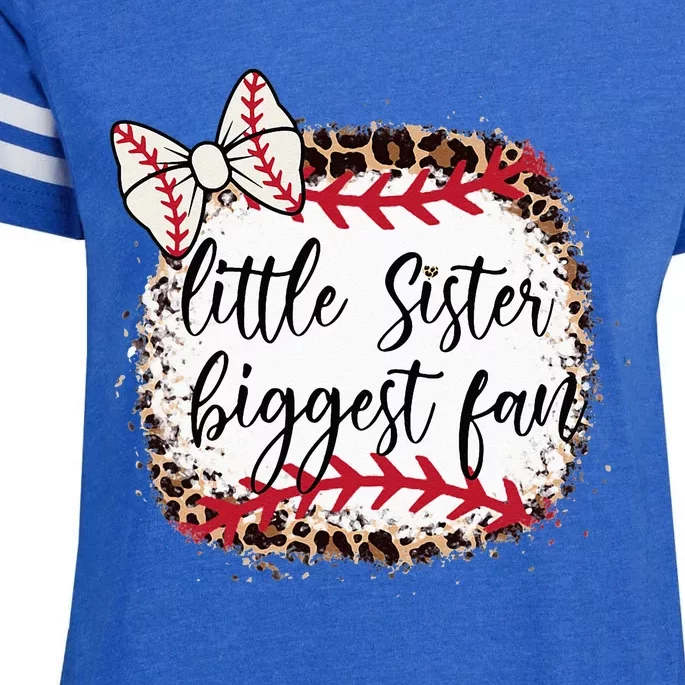 Little Sister Biggest Fan Baseball Leopard Baby Sister Enza Ladies Jersey Football T-Shirt