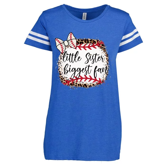 Little Sister Biggest Fan Baseball Leopard Baby Sister Enza Ladies Jersey Football T-Shirt