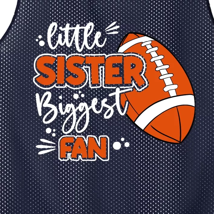 Little Sister Biggest Fan Football Football Girl Mesh Reversible Basketball Jersey Tank