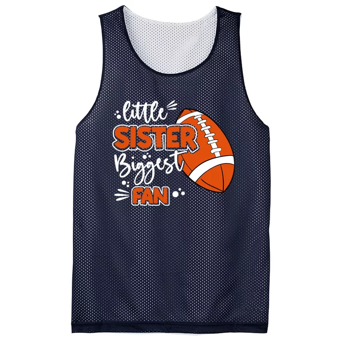 Little Sister Biggest Fan Football Football Girl Mesh Reversible Basketball Jersey Tank