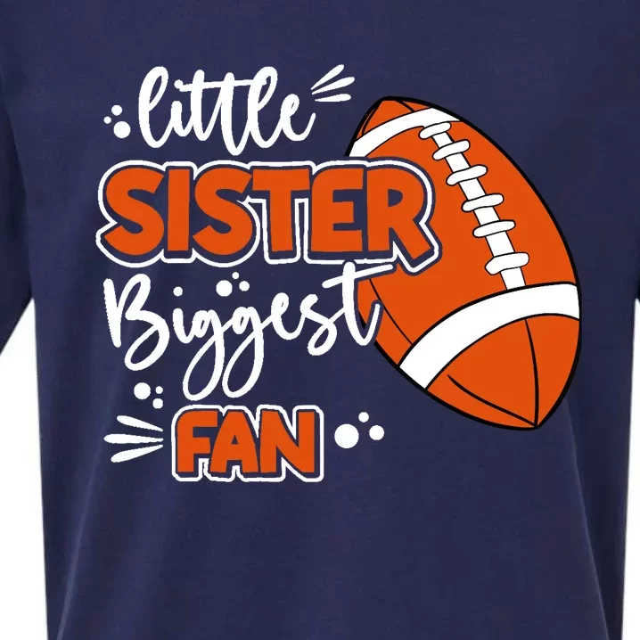 Little Sister Biggest Fan Football Football Girl Sueded Cloud Jersey T-Shirt