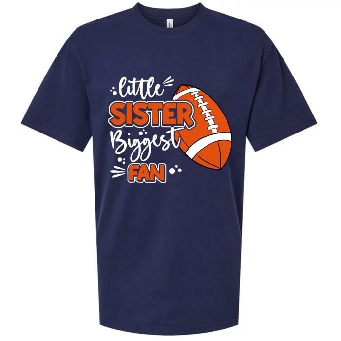 Little Sister Biggest Fan Football Football Girl Sueded Cloud Jersey T-Shirt