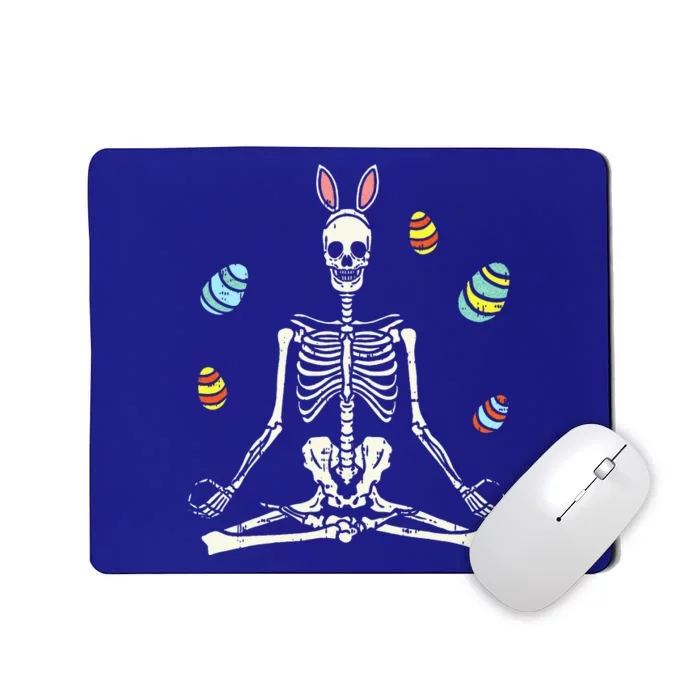 Lotus Skeleton Bunny Ears Eggs Funny Yoga Easter Mousepad