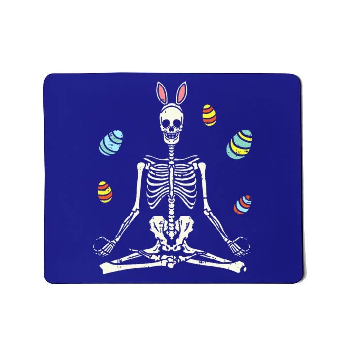 Lotus Skeleton Bunny Ears Eggs Funny Yoga Easter Mousepad