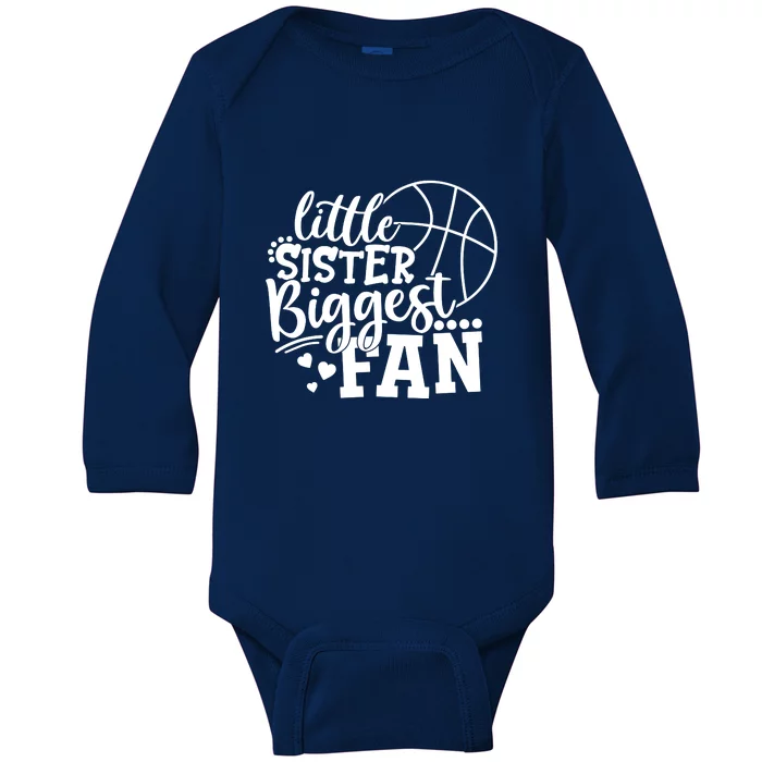 Little Sister Biggest Fan Basketball Gift Baby Long Sleeve Bodysuit