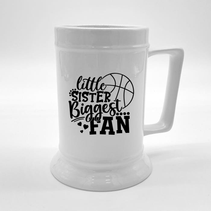 Little Sister Biggest Fan Basketball Gift Front & Back Beer Stein