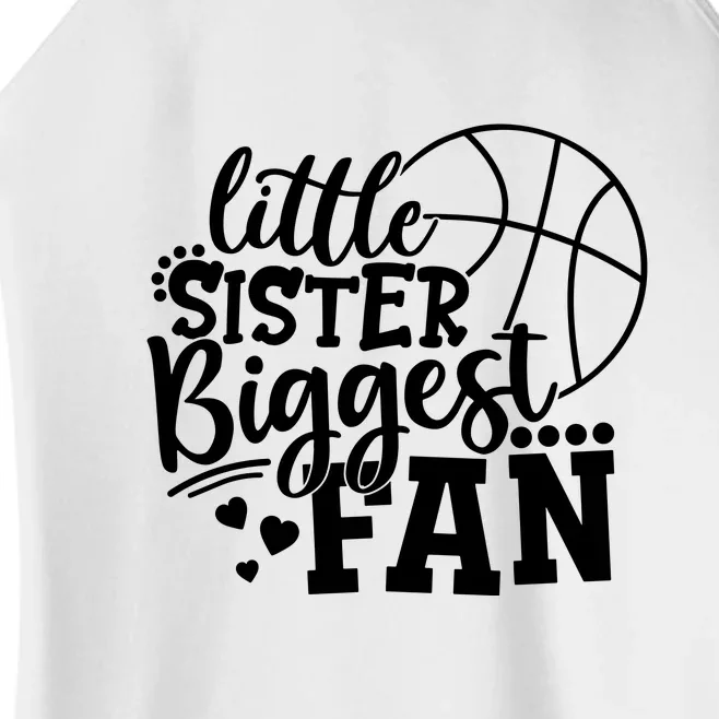 Little Sister Biggest Fan Basketball Gift Women’s Perfect Tri Rocker Tank