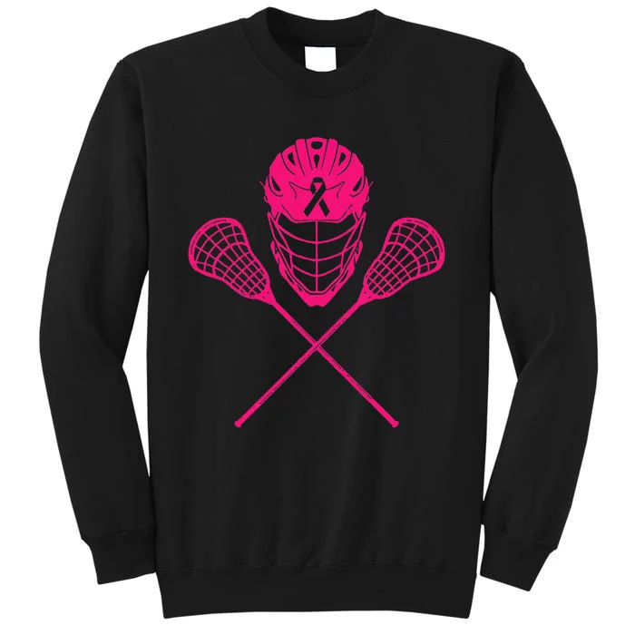 Lacrosse Stick Breast Cancer Awareness Cool Ribbon Lax Tall Sweatshirt