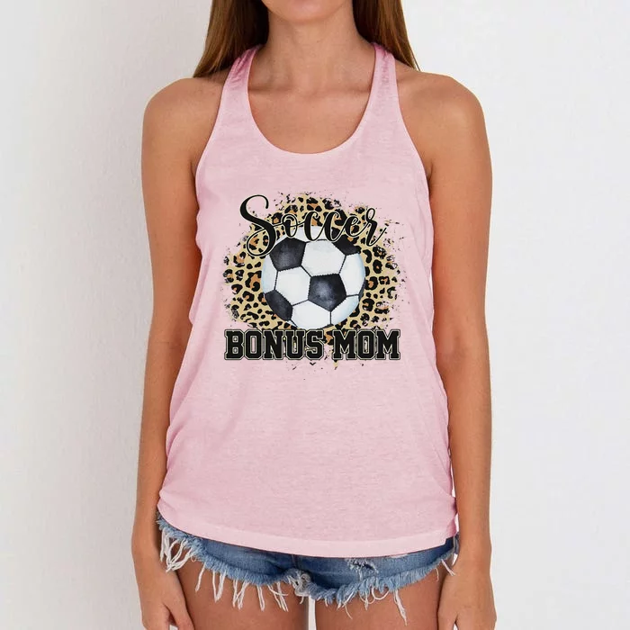 Leopard Soccer Bonus Mom Stepmother Mother's Day Women's Knotted Racerback Tank